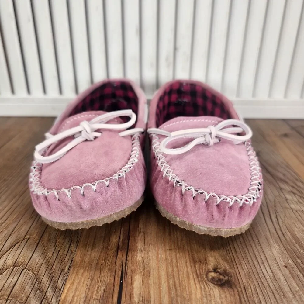 Old Friend Buckeye Pink Moccasin Slippers Child Sz 3 Fleece Lined Moc Toe 568100